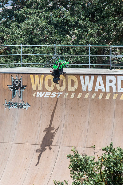 Picture of Aaron Fotheringham flipping on the ramp in his wheelchair 