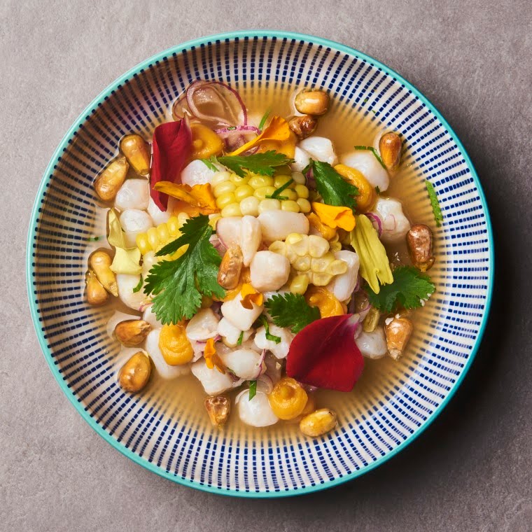 A scallop ceviche dish at the Peruvian-inspired restaurant, Contento.