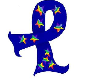 Picture of a ribbon symbol with colorful stars inside created by Carol Ann for autism celebration.