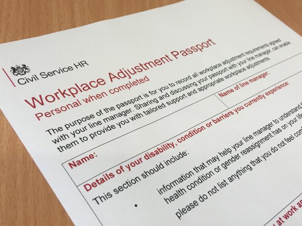 Picture of workplace adjustment passport detail form.