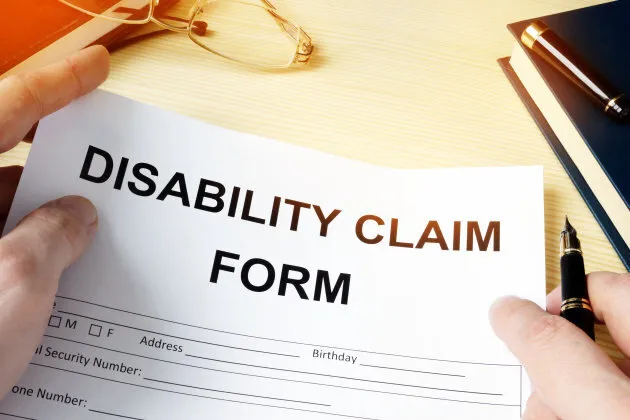 Picture of a disability claim form.
