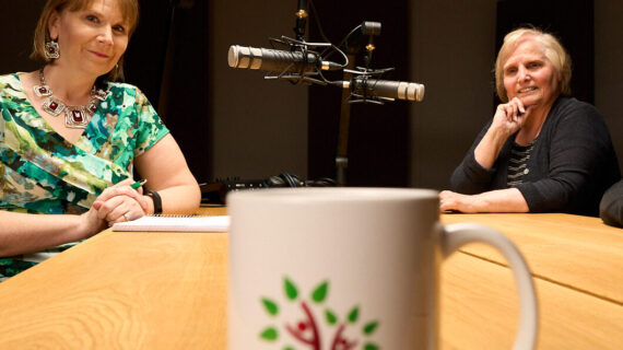 Jo Lynn and Judy in the podcast studio at Clutch Media