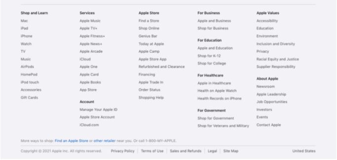 Picture of the Apple website.