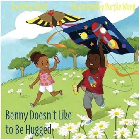 Book cover from the book named "Benny Doesn't Like To Be Hugged" written by Zetta Elliott.