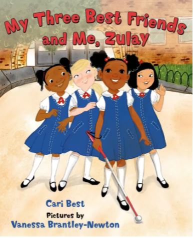 Book cover from the book named "My Three Best Friends And Me, Zulay" written by Cari Best.