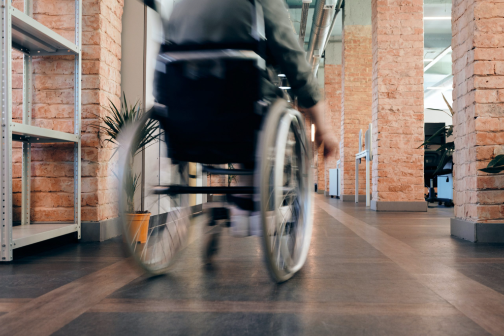 Picture of a man in his wheelchair.