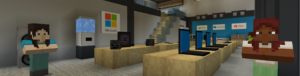 Picture of a Microsoft store built in Minecraft.
