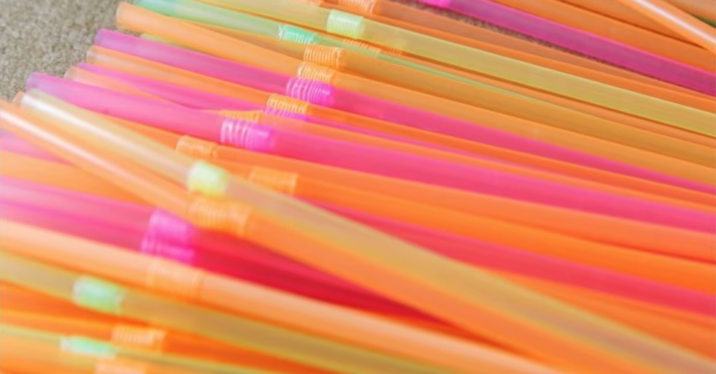 Picture of multiple plastic bendy straws.