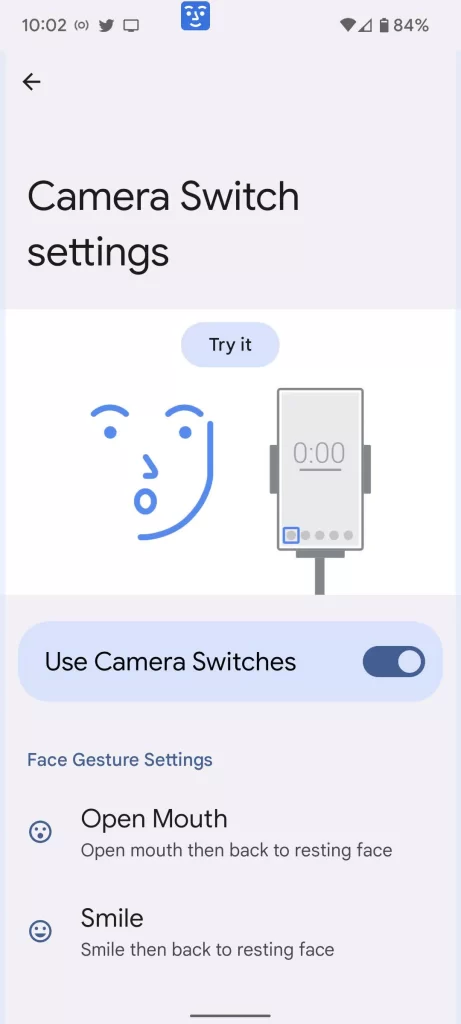Screenshot of Camera Switch settings.