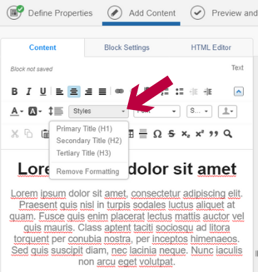Using different styles in toolbar instructions.