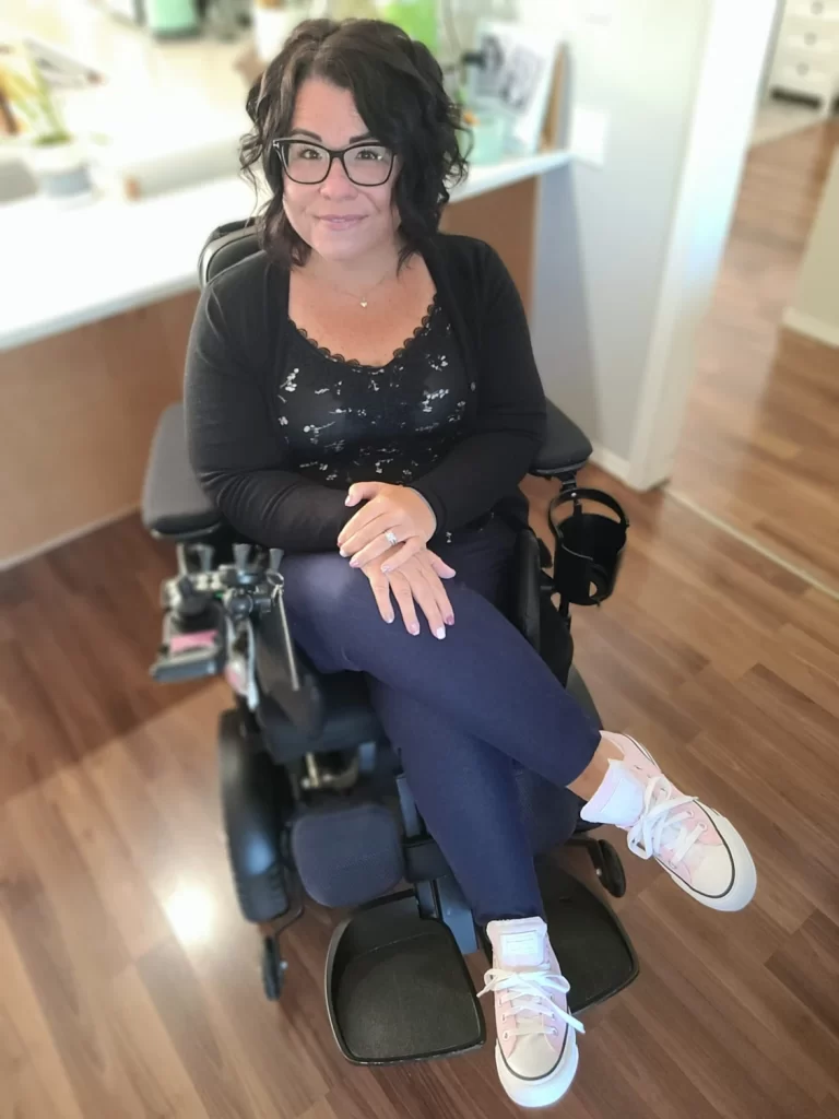 Desirée Parisien in her wheelchair.