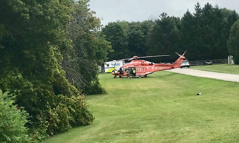 Devin being prepared for air ambulance transfer to Sunnybrook (photo provided by Devin).